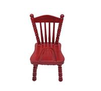 Eighosee Doll Furniture Wooden Red Chair, Exquisite Miniature Armchair Photography Props 1:12 Decoration