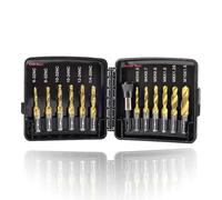 Eighosee Drill Tap Set with Quick-Change Adapter of 13Pcs, 6 SAE Sizes, 6 Metric Sizes, Combination Drill and Tap Set