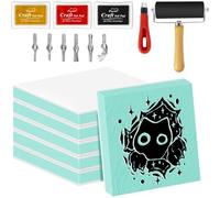 Eighosee for DIY Rubber Stamp Making Kit with 6pcs 2" X2" Carving Blocks-Linoleum Block Set for Beginners