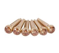 Eighosee Guitar Bridge Pins with Copper Brass Pearl Shell Dot String Pin Folk Guitar Solid String Cone Wooden Guitar Bridge Pins Glod