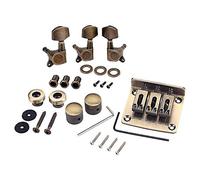 Eighosee Guitar Parts Combo Kits Saddle Bridge Tuning Pegs Control Knobs Strap Locks Washers for 3 String Guitar