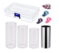 Eighosee Guitar Pick Set (7cm / 6cm / 5cm) 1 Stainless Steel Rail 4 Picks Thumb and Fingertips, with Storage Box