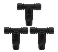 Eighosee Industrial 3 Way T Shape 3Pcs IP68 Waterproof Electrical Cable Connectors Outdoor Wire Middle