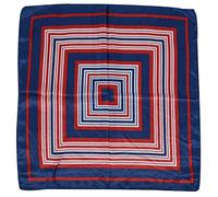 Eighosee Lady Dark Blue Red White Stripe Print Square Kerchief Neck Scarf Wrap