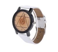 Eighosee Luxury Watch Geometric Gear Leather Watch Couple Quartz White