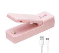 Eighosee Mini Bag Sealer-2In1 Portable Rechargeable Handheld Vacuum Heat Sealers &Cutter for Plastic Bag Storage Food 1Pcs Pink