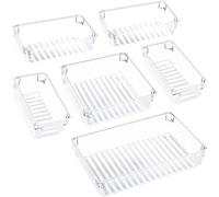 Eighosee Minimalist Clear Drawer Organizer, Customizable Storage Box for Bedroom Bathroom Kitchen Office, 6 Compartments