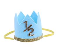 Eighosee Newborn Infant Toddler Baby Boy Half 1/2 First Second Third Birthday Crown Cake Smash Headband Hair Accessories blue