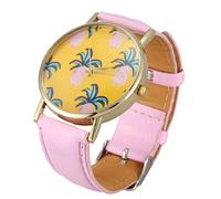 Eighosee Newest Leather Band Analog Quartz Watch Pineapple Pattern Wrist Watch Cute Pink