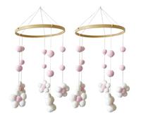 Eighosee Nordic Fur Ball Flower Wind Chime Bed Bell Baby Room Children's Room Children's Clothing Store Wind Chime Decoration B