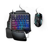 Eighosee One-Handed Keyboard RGB Gaming Mouse + Gaming Keyboard Kit 35 LED Left Hand Mini Keypad for Mobile Game