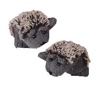 Eighosee Pair of Dark Gray Winter Endearing Hedgehog Shape Color Block Knitted Gloves For Women
