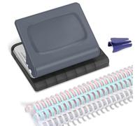 Eighosee Planner Binding Machine with 10 Hole Punch, Comes with 10 Multi-Color Rings, Supports A4(30 Holes) and A5(20 Holes) Grey