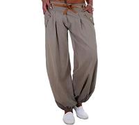 Eighosee Plus Size Solid Color Harem Long Pants Casual Loose High Waist Sports Yoga Trousers With Belt Khaki S