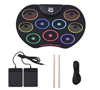 Eighosee Portable Digital USB 9 Pads Colorful Roll Up Drum Set Silicone Electronic Drum Kit with Drumsticks and