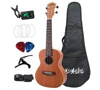 Eighosee Sapele Concert Ukulele Kits 23 Inch 4 Strings Hawaiian Mini Guitar with Bag Strap Stings Picks Musical Instrument