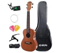 Eighosee Sapele Concert Ukulele Kits 23 Inch 4 Strings Hawaiian Mini Guitar with Bag Strap Stings Picks