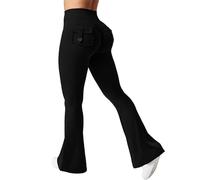 Eighosee Sports Tights Fitness Pants Flared Yoga Pants Black S