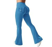 Eighosee Sports Tights Fitness Pants Flared Yoga Pants Emerald Blue XL