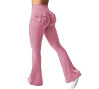 Eighosee Sports Tights Fitness Pants Flared Yoga Pants Light Pink S