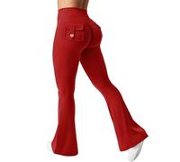 Eighosee Sports Tights Fitness Pants Flared Yoga Pants Red XL