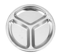 Eighosee Stainless Steel 3 Sections Round Divided Dinner Plate Diameter 24Cm