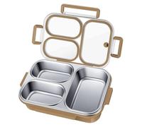 Eighosee Stainless Steel Lunch Box for Kids Stainless Steel Lunch Box Stainless Steel Bento Box Kids Mocha Khaki