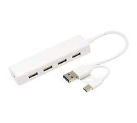 Eighosee USB 2.0+USB 3.1 TYPE C -Type Dual Plug to USB 2.0 4-port HUB white