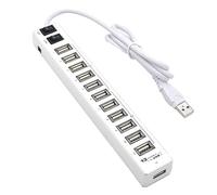 Eighosee USB Hub 12 Ports USB 3.0 Hub Multi USB Splitter Switch High Speed Data Transfer for Laptop Computer Easy Install White
