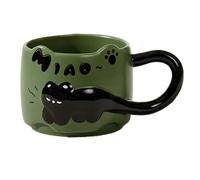 Eighosee Vintage Cat Ceramic Mug 380ml-Cute Stacked Coffee Cup for Breakfast, Dormitory Use, Home Drinkware, A