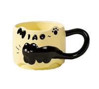Eighosee Vintage Cat Ceramic Mug 380ml-Cute Stacked Coffee Cup for Breakfast, Dormitory Use, Home Drinkware, B