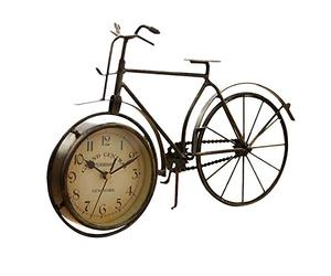 Eighosee Vintage Iron Bicycle Type Table Clock Classic Non-Ticking Silent Retro Decorative Bike Clock for Living Room Study Room Cafe Bar Office Ornament Gifts Antique Copper-Colored
