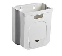 Eighosee Waste Bin Hanging Trash Cabinet Door Toilet Waste Storage Folding Bathroom Trash Can Kitchen Foldable -A
