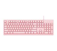 Eighosee White Backlit Mechanical Feel Membrane Gaming Keyboard, Wired 104 for Gaming Office and Typing, Pink