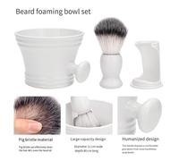 Eighosee White Plastic Shaving Brush Bowl Men's Beard Care Foam Mug Bowl with Handle Cleaning Tools Easy Install
