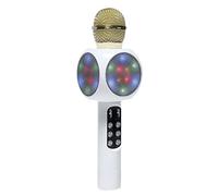 Eighosee Wireless Bluetooth Ktv Speaker Mini Home Mic Microphone Fashion Flash Led Light Handheld Microphone For Mobile Phone Music Player-White