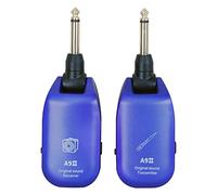 Eighosee Wireless Guitar System 2.4G Rechargeable 4 Channels Guitar Transmitter Receiver for Electric Guitar Blue