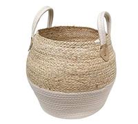 Eighosee Woven Storage Basket Desktop Storage Box Toy Storage Box Holder Seagrass Wickerwork Basket Home Decor(22X26X30cm)