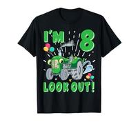 Eight 8th Birthday Farm Tractor Boy 8 Years Old Farming T-Shirt