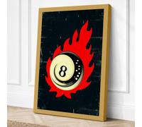Eight Ball Aflame Canvas Wall Art Print 18x12 Inch