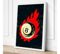 Eight Ball Aflame Modern Canvas Wall Art Print 36x24 Inch (91 x 61 cm)
