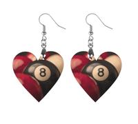 Eight Billiard Ball Cute Wooden Earrings for Women Dangling
