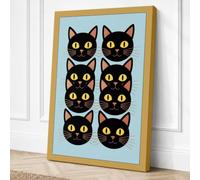 Eight Black Cats Canvas Wall Art Print 24x16 Inch