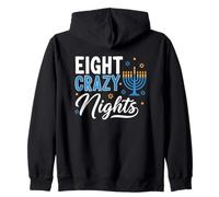 Eight Crazy Nights Hanukkah Menorah Stars Zip Hoodie
