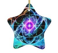 Eight Dimensional Space Christmas Ceramic Star-Shaped Pendants, All with Holes Punched and Gold Wire Ropes for Easy Hanging