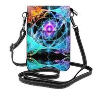Eight Dimensional Space Patterned leather crossbody bag, flap phone case, suitable for travel, hiking, camping or everyday use.