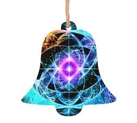 Eight Dimensional Space Patterns Wooden Ornaments - 6-Piece Set - Suitable for Decorating Christmas Trees, Doors, and Windows - Bell Shape