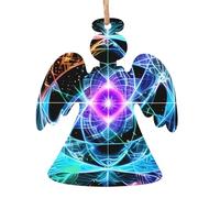 Eight Dimensional Space Patterns Wooden Ornaments - 6-Piece Set - Suitable for Decorating Christmas Trees, Doors, and Windows - Angel Shape