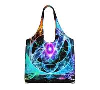 Eight Dimensional Space Printed Canvas Bag Women's Fashion Shoulder Tote Bag Lightweight Shopping Bag