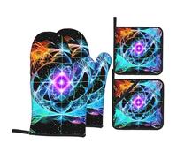 Eight Dimensional Space Printed Kitchen Baking Gloves and Heat-Resistant mat, Suitable for Grilling and Home Baking.